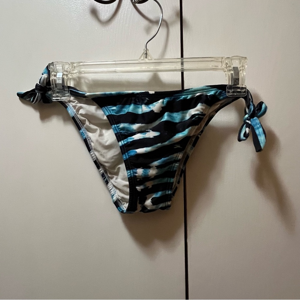 Blue and Black Tie-Dye Bikini Bottom